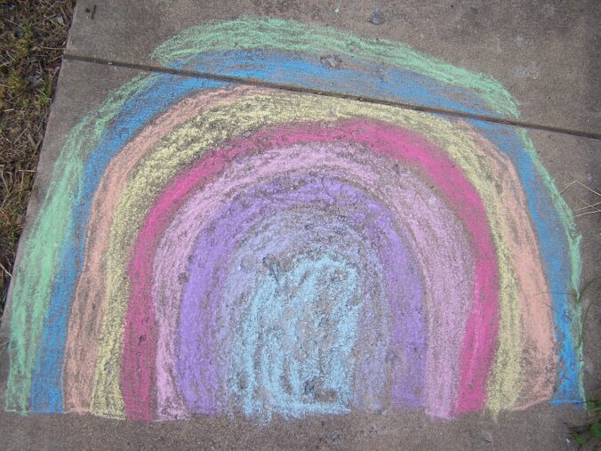 Sidewalk chalk rainbow